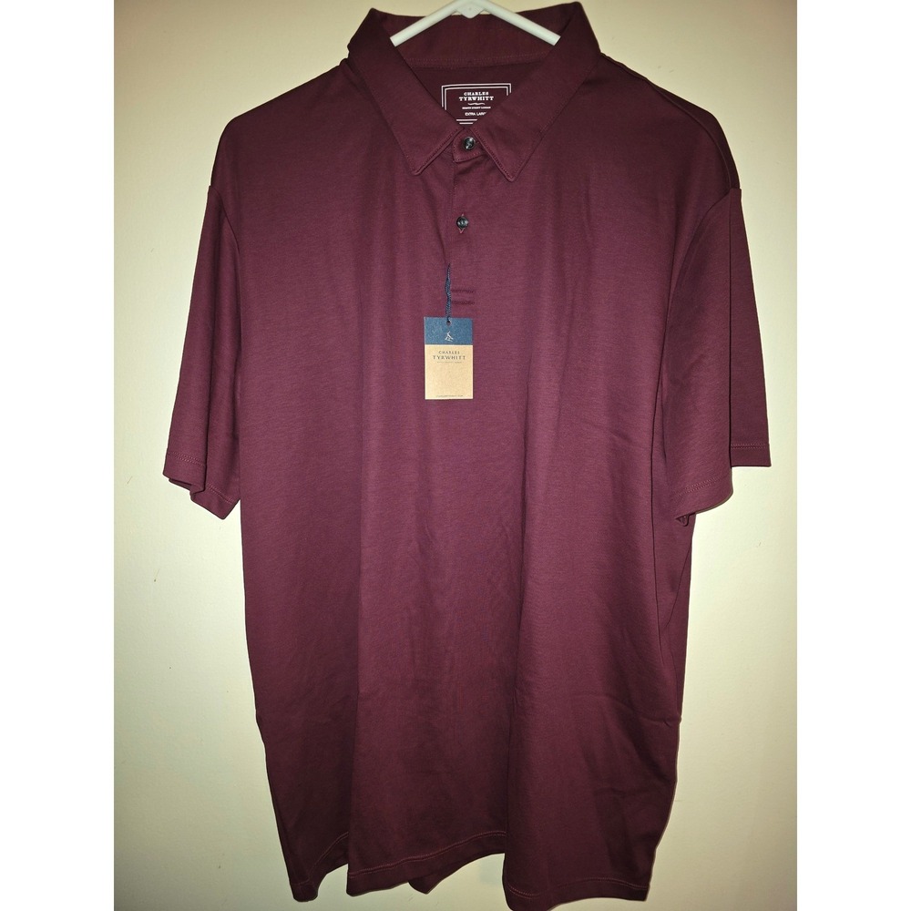 Charles Tyrwhitt Mens Wine Burgundy Short Sleeve Jersey Polo Shirt XL NWT